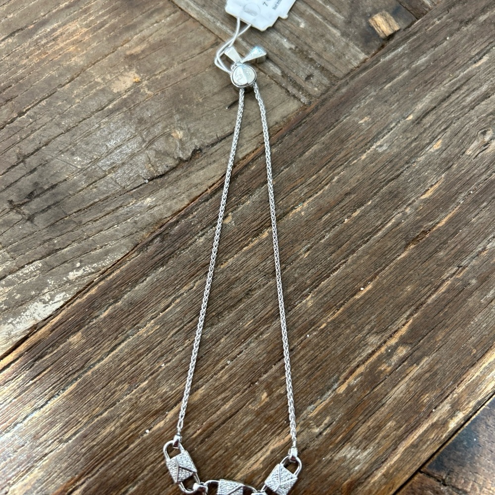 Pave link Sterling Silver Slider bracelet Beautiful Piece.  Retail Is $150, NWT